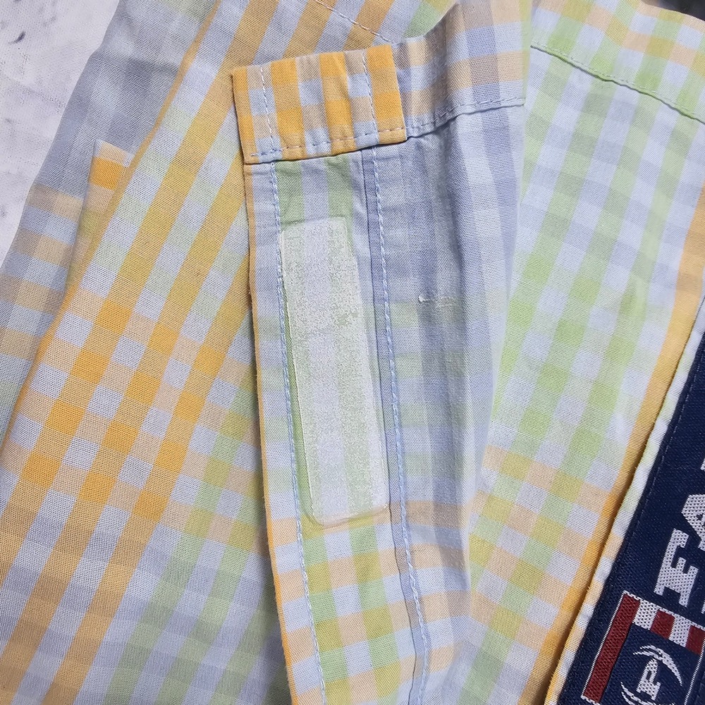 Phat Farm Button Down Shirt MENS XL Yellow Blue Plaid Vintage Y2K Streetwear - Picture 4 of 16